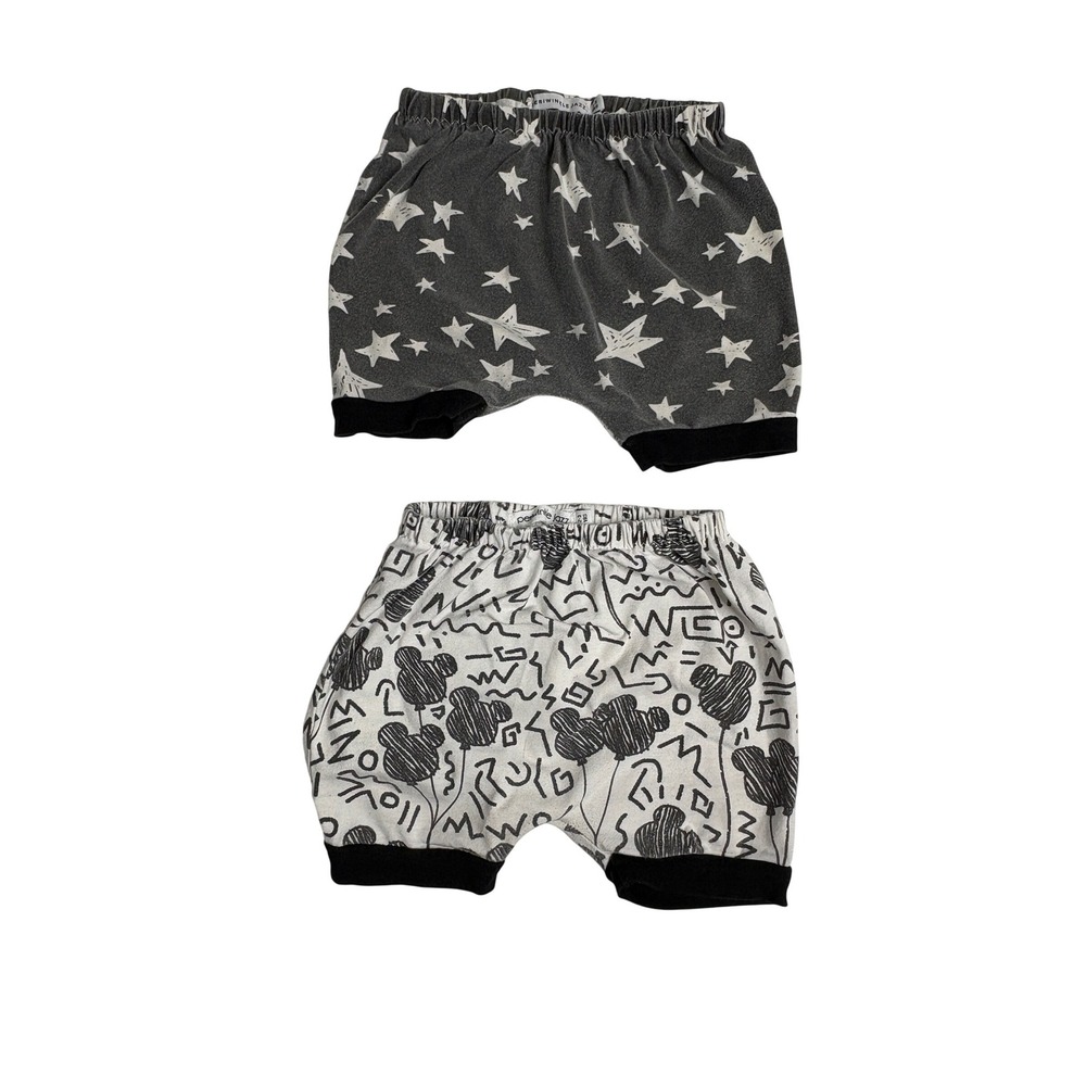 Periwinkle Jazz Knit Pull On Shorts 2-3 Years White Black Mickey Balloons Stars